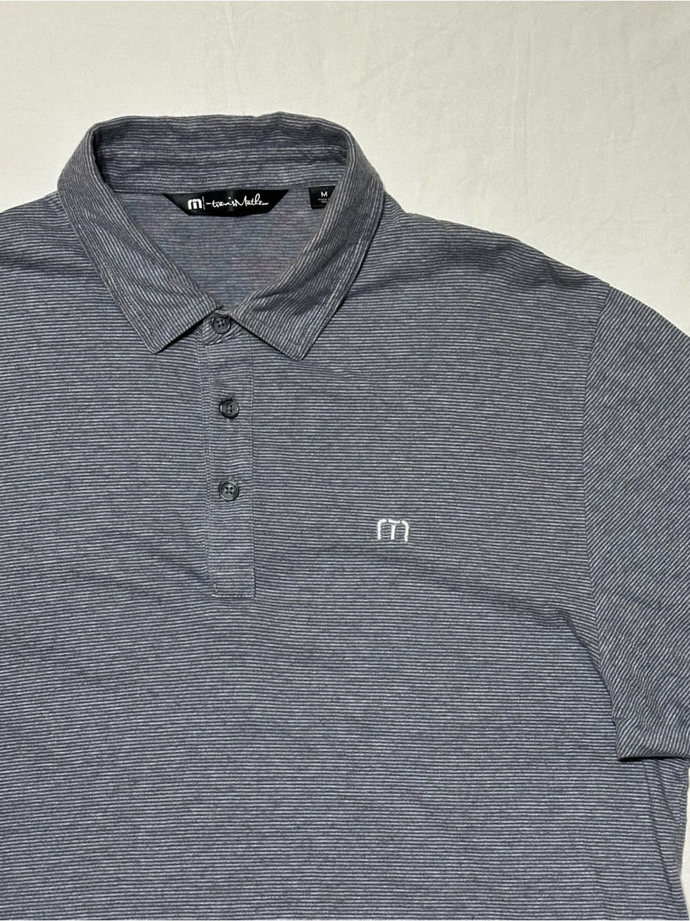 Travis Mathew Men's Heathered Gray Striped Polo